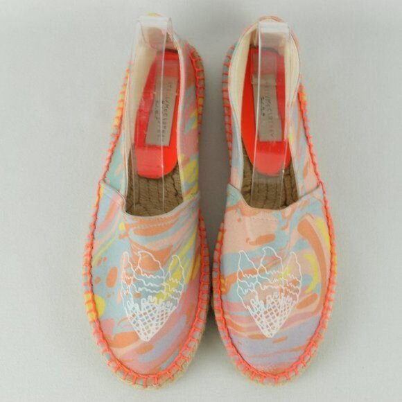 Stella McCartney Kids Size 38 Pink Orange Textile Slip On Flat Espadrilles - Picture 5 of 8